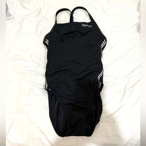 Reebok Black One-Piece Swimsuit with Gold Accents
